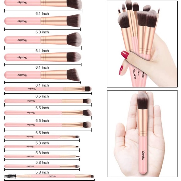 PINK Makeup pro brush set 14 pieces NEW - Picture 2 of 6